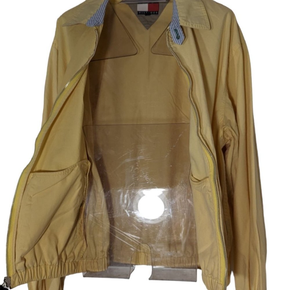 Vintage 90s Tommy Hilfiger Full Zip Yellow Windbreaker Jacket Harrington Small S - Picture 3 of 7